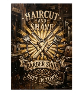 Haircut And Shave Barber Posteri Dekoratif Kanvas - Mdf Ahşap Tablo