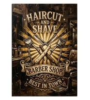 Haircut And Shave Barber Posteri Dekoratif Kanvas - Mdf Ahşap Tablo