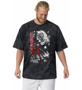 Iron Maiden Rock Metal Müzik Grubu Baskılı Unisex Oversize Vintage Yıkamalı Tişört