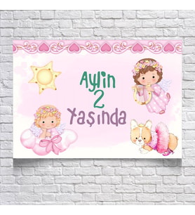 Melek Temalı Doğum Günü Afişi