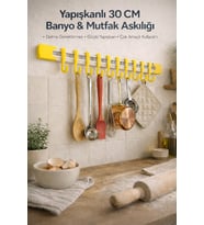 Güçlü Yapışkanlı 30 Cm Duvar Askılığı – Delme Gerektirmeyen Banyo & Mutfak Organizer (Hardal Sarısı)