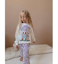 Cg Kids Labubu Donut Baskılı Lila Renk Eşofman Takımı 2 Iplik Kız Çocuk Alt Üst Takım