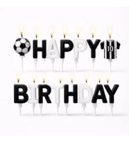 Taraftar Temalı Futbol Topu Happy Birthday Siyah Beyaz Mum Set