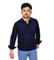 Erkek Gömlek Yaka Uzunkol Tişört T6063 BGL-ST04542 (Lacivert)