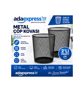 Çöp Kovası Perforeli Metal Ofis Tipi Siyah 2 Adet