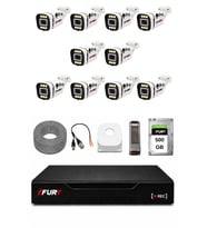 FURY 10 Kameralı 1080P Sesli 6 Warm LED Renkli Gece Görüşlü Güvenlik Kamera Sistemi 500GB 1606