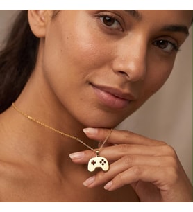 Kişiye Özel 925 Ayar Gümüş Minimal Oyun Kolu Kolye (Gold)