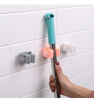 Duvar Tipi Mop & Paspas Tutucu 4'lü Set, Organizer, Banyo & Mutfak Düzenleyici, Yapışkanlı Montaj
