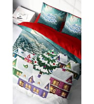 Yılbaşı Nevresim Takım %100 Doğal Pamuk Merry Christmas Çift Kişilik Dream House