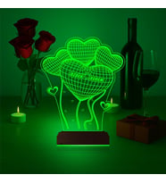 Luvivia Kalp Sevgiliye Hediye Kişiye Özel 3D Lamba - Masa Gece Lambası