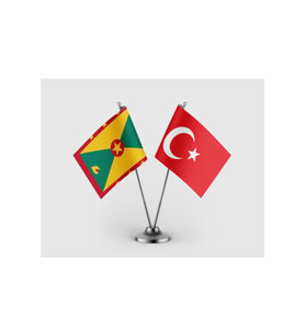 Grenada veTürkiye Bayrağı İkili Saten Masa Bayrağı Takımı