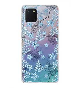 Samsung Galaxy Note10 Lite Floral Mavi Tasarımlı Şeffaf Kılıf