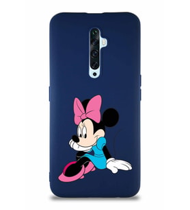 Oppo Reno 2Z Soft Premier Kapak Minnie Mouse-E Tasarımlı Silikon Kılıf - Lacivert (Şeffaf)