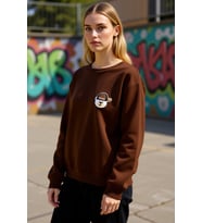 Kadın Bisiklet Yaka Düşük Kol Nakışlı Normal Kesim Örme Sweatshirt Fonksiyonel Dayanıklı Şık