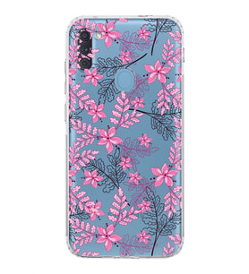 Samsung Galaxy A11  Kamera Korumalı  Kapak Floral Pembe Tasarımlı  Şeffaf Kılıf