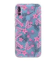 Samsung Galaxy A11  Kamera Korumalı  Kapak Floral Pembe Tasarımlı  Şeffaf Kılıf