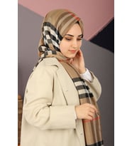 Krem-Bej Sima Burberry Ekose Şal
