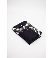 Kitap Defter Tablet Çantası Kanvas Zebra Desenli Organizer 25x30 cm (Siyah - Beyaz)