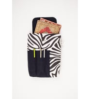 Kitap Defter Tablet Çantası Kanvas Zebra Desenli Organizer 25x30 cm (Siyah - Beyaz)