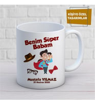 Kişiye Özel İsim Yazılabilir Benim Süper Babam Kupa Bardak
