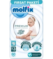 Molfix Premium Bebek Bezi Beden:3 (4-9KG) Midi 60 Adet Fırsat Pk