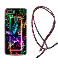 Oppo A5S A15 A16 A54 A55 A73 A74 Kılıf Boyun Asklı Rasta Silikon Butterfly Neon 1684