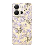 PrintiFy Vivo Y36 Uyumlu Kamera Korumalı Floral Lila Tasarımlı Şeffaf Silikon Kılıf