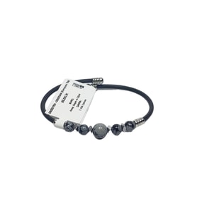 JTSS26BLK1776 PASLANMAZ ÇELİK BİLEZİK SİLİKON KAPLAMA OBSİDYEN VE HEMATİT DOĞALTAŞLI GARANTİLİ JANTİ BİLEKLİK