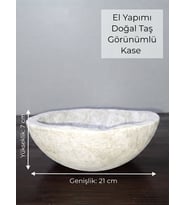 El Oyması Doğal Taş Görünümlü Dekoratif Kase Seti - 4 Adet Sunum ve Mutfak Kasesi
