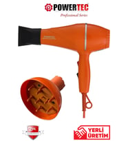 POWERTEC TR-501+Renkli Vigo Başlıklı Profesyonel Renkli Fön Makinesi Turuncu