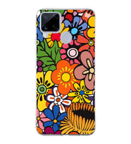 PrintiFy Realme C15  ile Uyumlu 1mm Slim Fit Retro Renkler 2 Baskılı Şeffaf  Kılıf