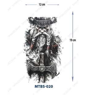 MTBS-020 ORTA BOY YAŞLI VİKİNG SAVAŞCI DESEN GEÇİCİ DÖVME-TATTO