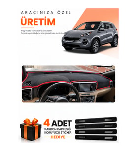 KİA SPORTAGE (2018-2021) Uyumlu Torpido Koruma Örtüsü Oto Kılıfı - Siyah Kırmızı