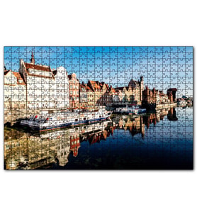 Cakapuzzle Kanalda Tekneler ve Güneşli Tarihi Binalar  Puzzle Yapboz MDF (Ahşap) (120 Parça)