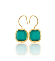 Kadir Jewellery 22 Ayar Altın Kaplama Kare Taşlı Küpe -El İşçiliği Ve Hipoalerjenik Küpe