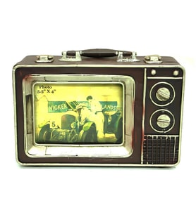 Dekoratif Metal Televizyon Bavul Vintage Biblo Hediyelik