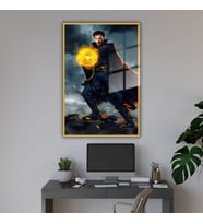 Metal Çerçeveli Cam Tablo Film Karakteri Doktor Strange Portresi (Gold)