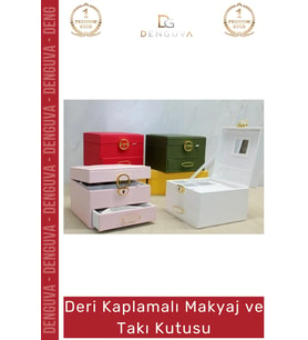 #TakıKutusu Lüks Şık Organizer Takı Çantası Modern Saklama Kutusu Deri Kaplamalı Makyaj Takı Kutusu