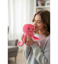 Mavi Sevimli Ahtapot Peluş Oyuncak Uyku Arkadaşı Hediyelik (Pembe)