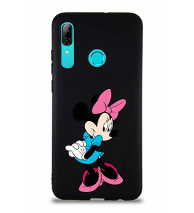 Huawei P Smart 2019 Soft Premier Kapak Minnie Mouse-F Tasarımlı Silikon Kılıf - Siyah (Şeffaf)