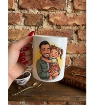 Karikatür çizimli Kişiye özel çift taraf baskılı kupa bardak