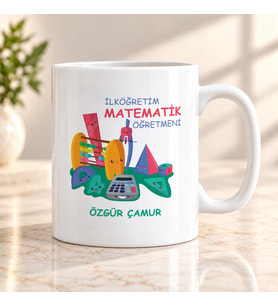 İlköğretim Matematik Öğretmenine İsme Özel Kupa Bardak