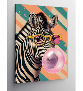 Kanvas Tablo Sakız Çiğneyen Zebra