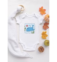 Unisex Ekru Bebek Balina Baskılı Çıtçıtlı Body 5004