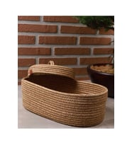 Jüt Hasır Sepet Oval Kapaklı Organizer 30x20