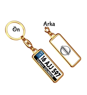 Kişiye Özel Plaka Metal Anahtarlık   Nissan Logo (Altın)