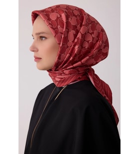 Belli Karma Desenli %100 Twill İpek Eşarp 4422D