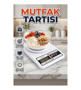 Dijital Mutfak Tartısı 10 Kg Kapasiteli LCD Ekranlı Otomatik Kapanmalı Hassas Ölçüm