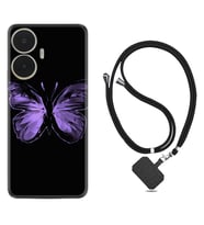Realme C55 Kılıf Resimli Boyun Askılı İpli Desenli Silikon Series Black Butterfly 1879