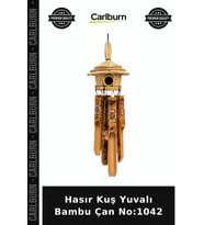 Özel Üretim Bahçe Dekoratif Doğal Süs Hasır Kuş Yuvalı Bambu Çan No:1042